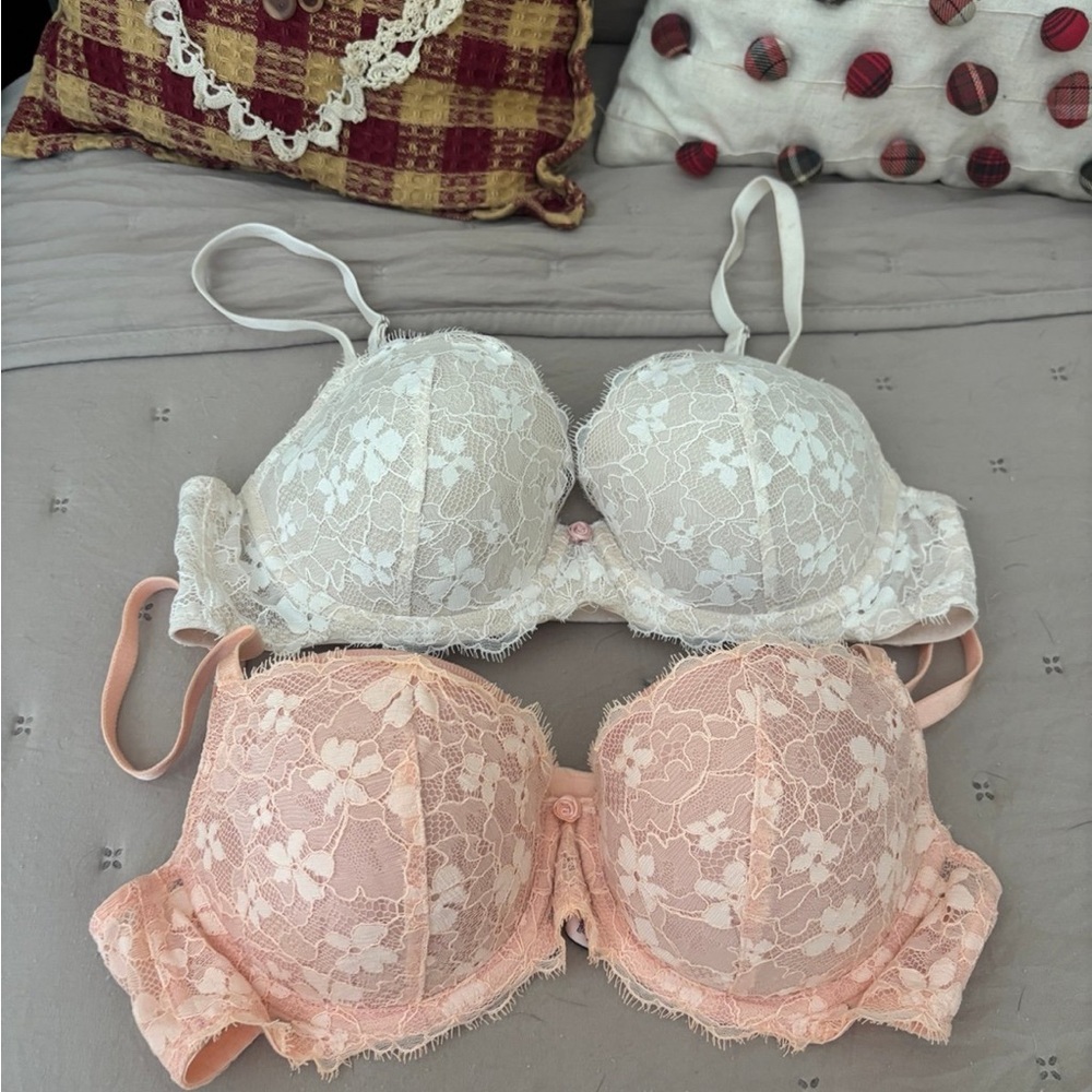 Victoria's Secret Lace Underwire Bras - White and Pink